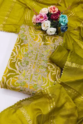  embroidery digital print silk dress material