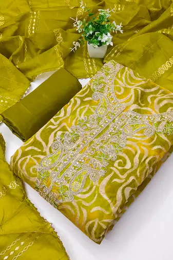  embroidery digital print silk dress material