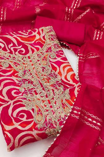 Women's embroidery digital print silk dress material