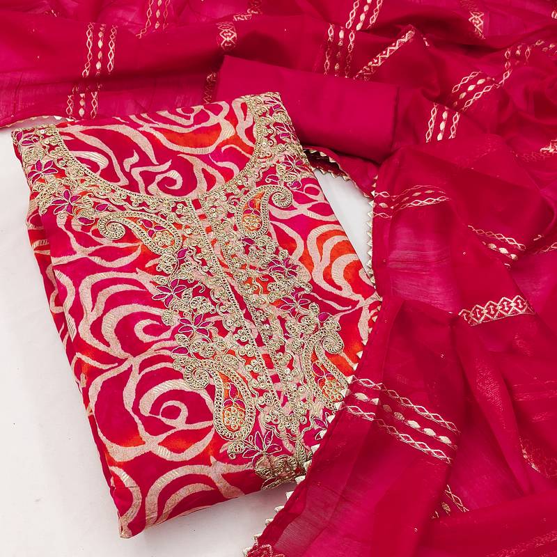 Women's embroidery digital print silk dress material