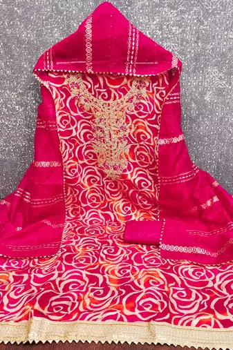  embroidery digital print silk dress material