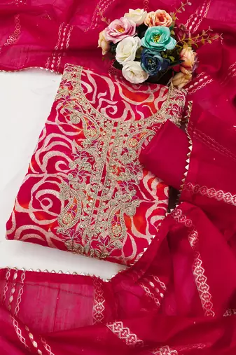  embroidery digital print silk dress material
