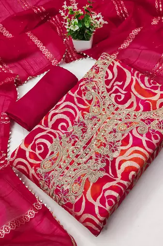  embroidery digital print silk dress material