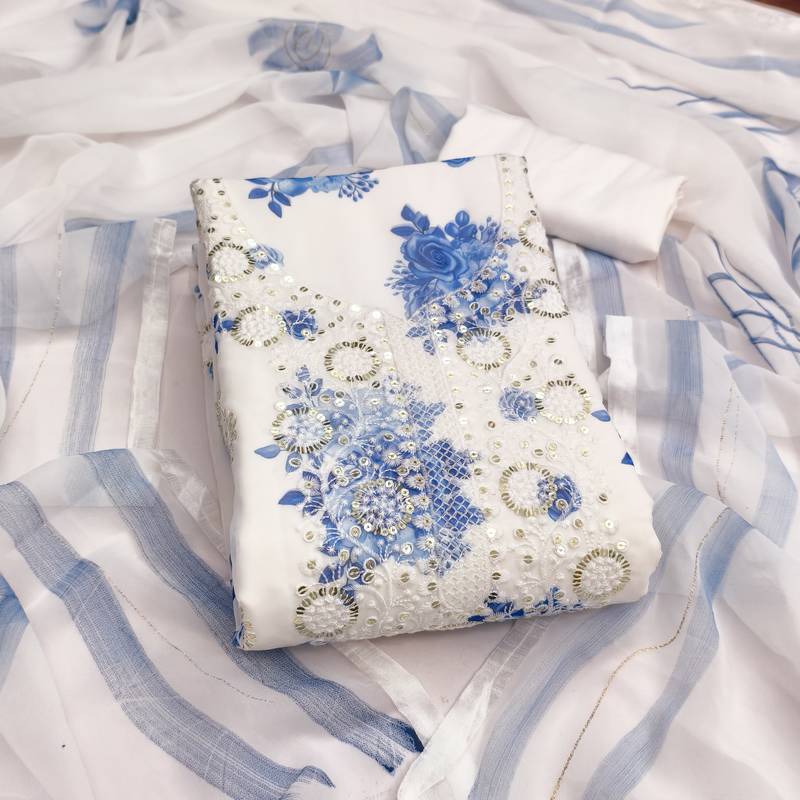 Women's embroidery digital georgette dress material