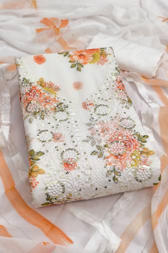 Women's embroidery digital georgette dress material