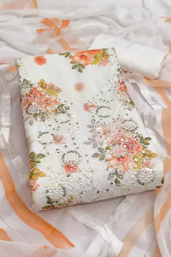 Women's embroidery digital georgette dress material