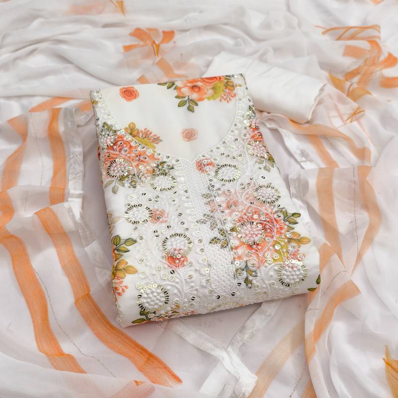 Women's embroidery digital georgette dress material