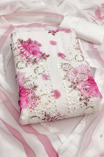 Women's embroidery digital georgette dress material