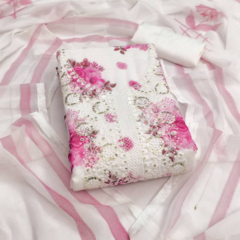 Women's embroidery digital georgette dress material