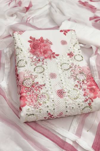 Women's embroidery digital georgette dress material