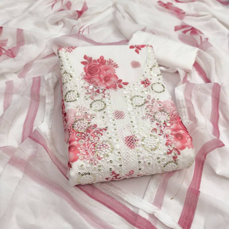 Women's embroidery digital georgette dress material