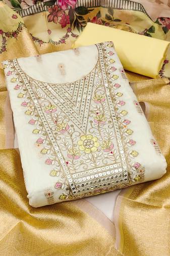 Women's embroidery minakari jacquard dress material