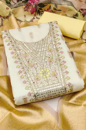 Women's embroidery minakari jacquard dress material