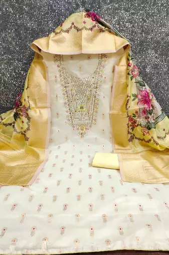  embroidery minakari jacquard dress material