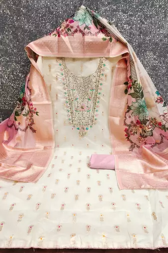  embroidery minakari jacquard dress material