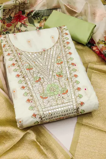 Women's embroidery minakari jacquard dress material