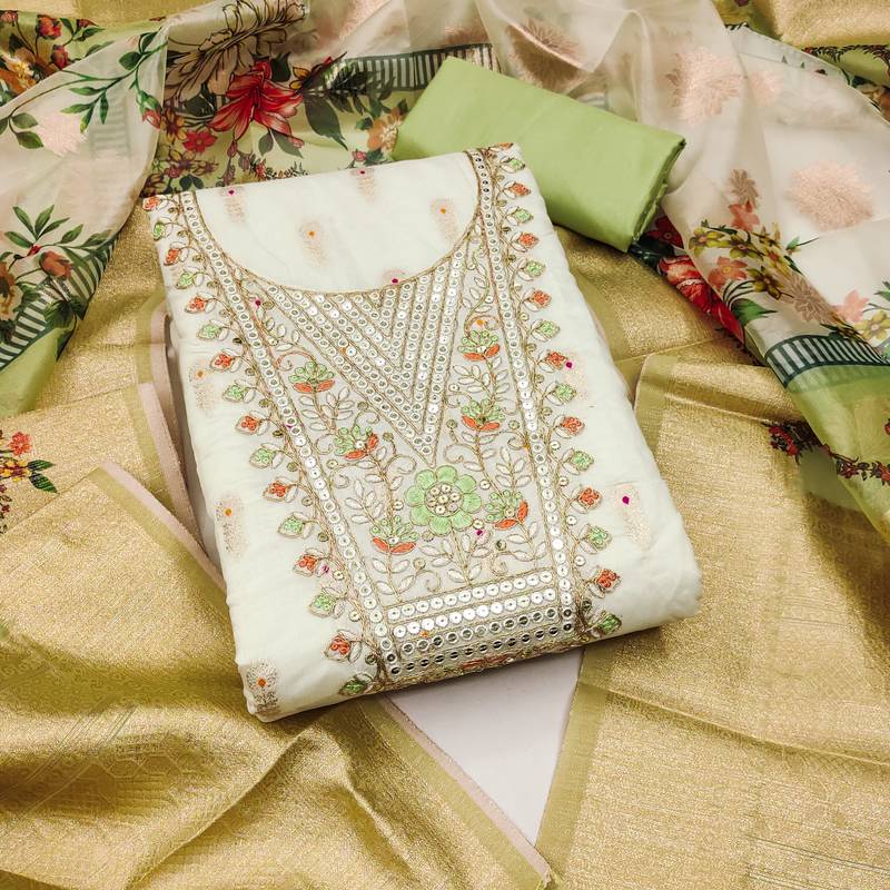 Women's embroidery minakari jacquard dress material