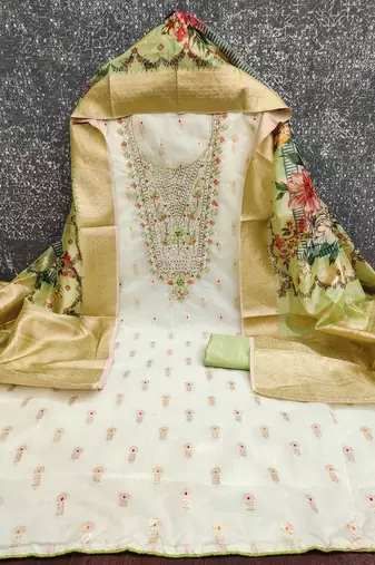  embroidery minakari jacquard dress material