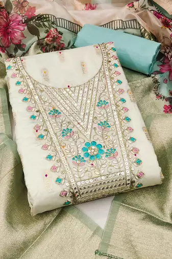 Women's embroidery minakari jacquard dress material