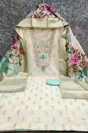  embroidery minakari jacquard dress material