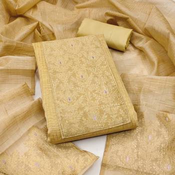  beige neck woven silk jacquard dress material 1