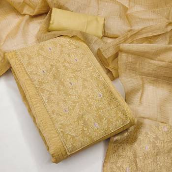  beige neck woven silk jacquard dress material 3