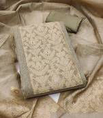 Women's grey heavy neck jacquard dress material