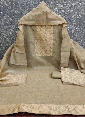  grey heavy neck jacquard dress material 2