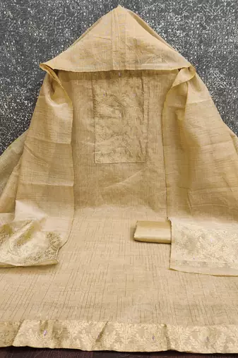  light brown south silk jacquard dress material