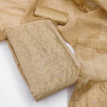  light brown south silk jacquard dress material 3