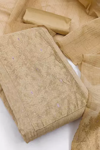  light brown south silk jacquard dress material