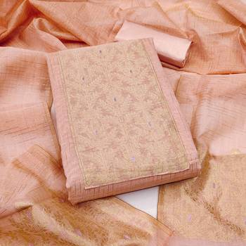  peach south silk jacquard dress material 1