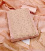 Women's peach south silk jacquard dress material