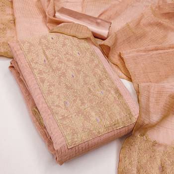  peach south silk jacquard dress material 3
