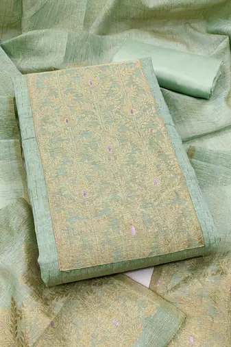 Women's heavy neck woven silk jacquard dress material