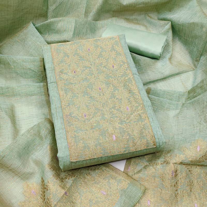 Women's heavy neck woven silk jacquard dress material