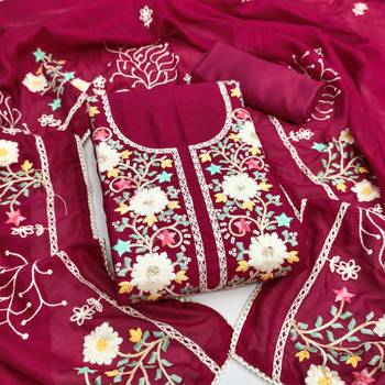  heavy embroidery vichitra silk dress material 1