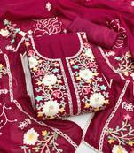 Women's heavy embroidery vichitra silk dress material