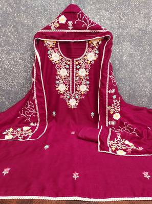  heavy embroidery vichitra silk dress material 2