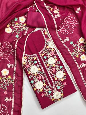  heavy embroidery vichitra silk dress material 3