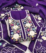  purple embroidery vichitra silk dress material