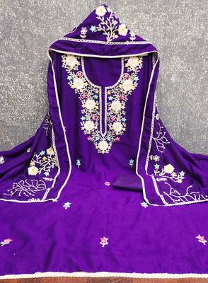  purple embroidery vichitra silk dress material 2