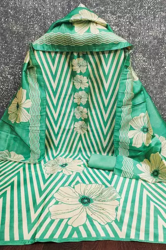  digital print and handwork silk dress material
