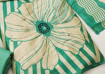  digital print and handwork silk dress material 3