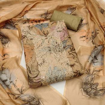  brown embroidery digital cotton dress material 1