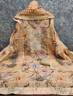  brown embroidery digital cotton dress material 2