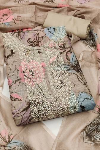 Women's embroidery digital print cotton dress material