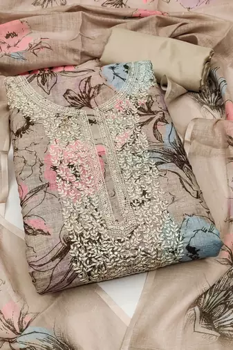 Women's embroidery digital print cotton dress material