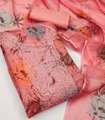 Women's embroidery digital print cotton dress material