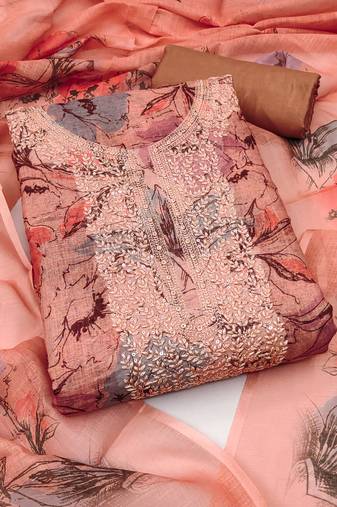 Women's embroidery digital print cotton dress material